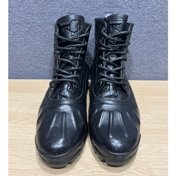 Gucci A/W 2011 Duck Combat Boots GG Guccissima Monogram Leather Men’s Size 8.5G - Picture 4 of 15